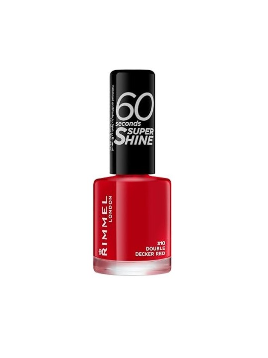 Rimmel 60 Secondi Super Shine Smalto per Unghie 8 ml 310 Double Decker Rosso donna