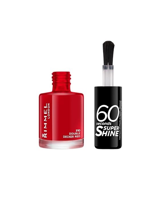 Rimmel 60 Secondi Super Shine Smalto per Unghie 8 ml 310 Double Decker Rosso donna