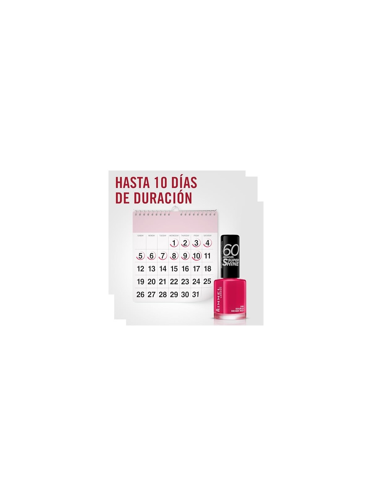Rimmel 60 Secondi Super Shine Smalto per Unghie 8 ml 310 Double Decker Rosso donna