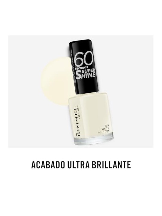 Rimmel 60 Secondi Super Shine Smalto per Unghie 8 ml 703 White Hot Love donna