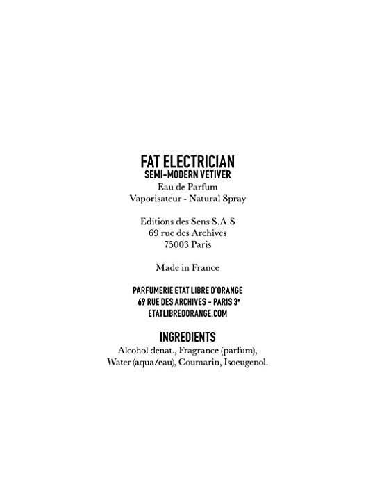 Etat Libre DOrange Fat Electrician SemiModern Vetiver Eau De Parfum 100ml uomo
