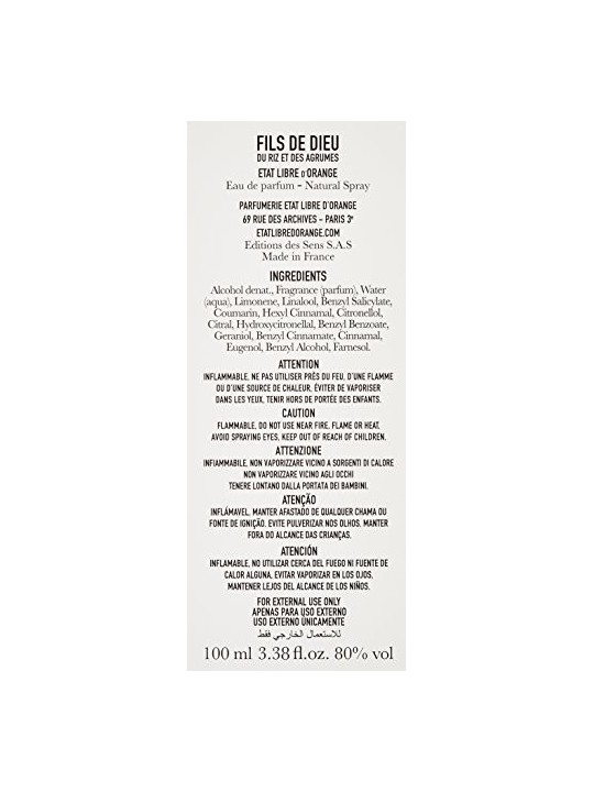 Etat Libre d'Orange Fils de Dieu du riz et des agrumes Eau de Parfum Unisex 100ml
