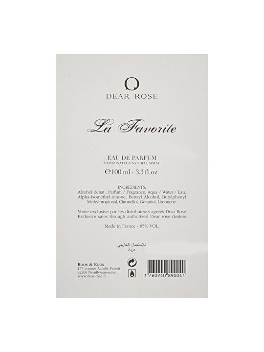 Roos & Roos La Favorita Eau De Parfum 100ml donna
