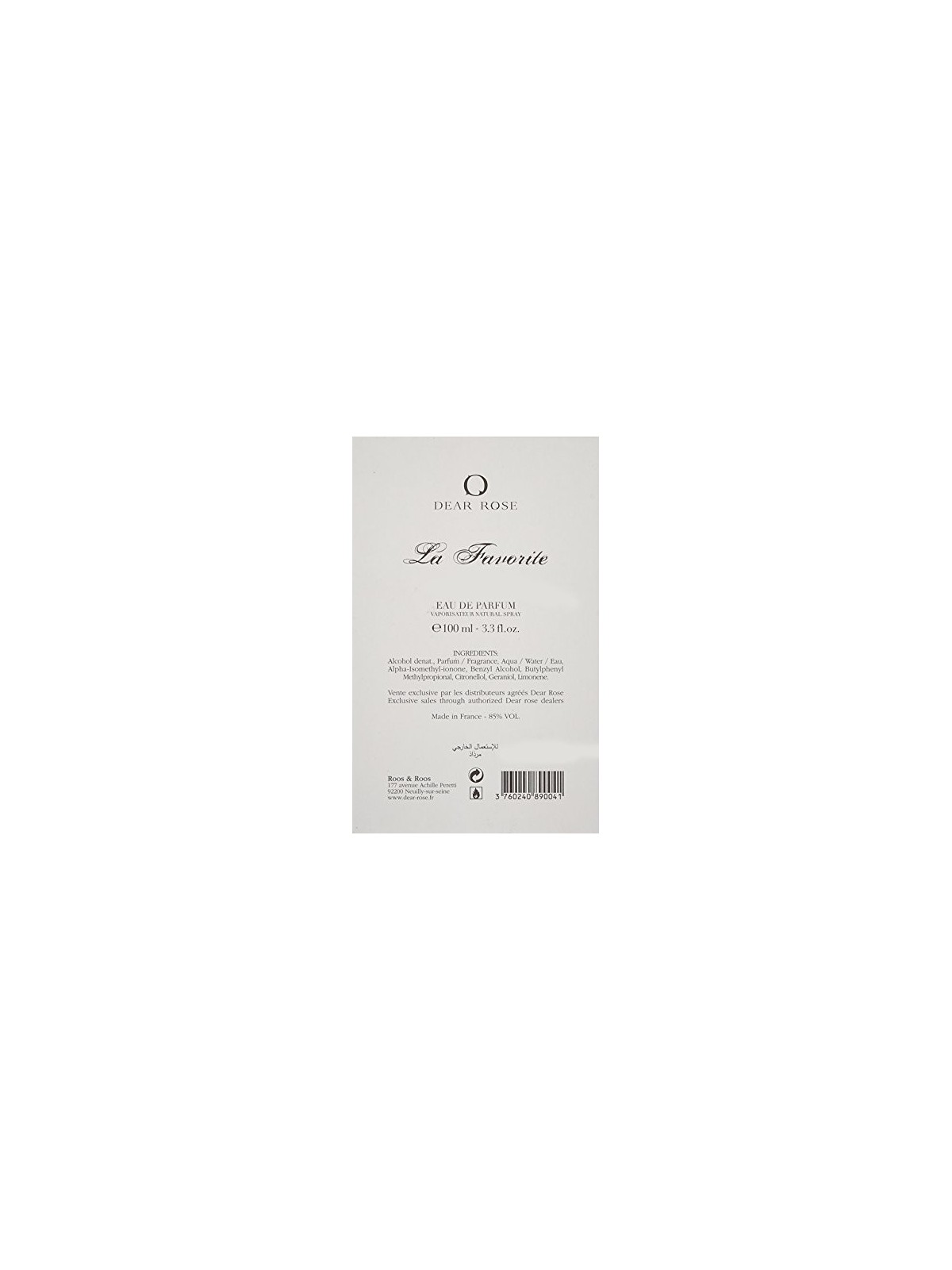 Roos & Roos La Favorita Eau De Parfum 100ml donna