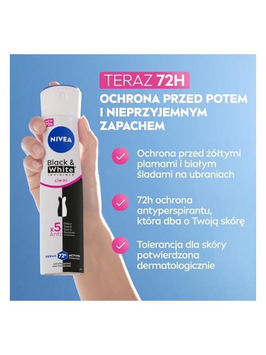 NIVEA Black & White Invisible Clear antitraspirante spray 48h 250ml