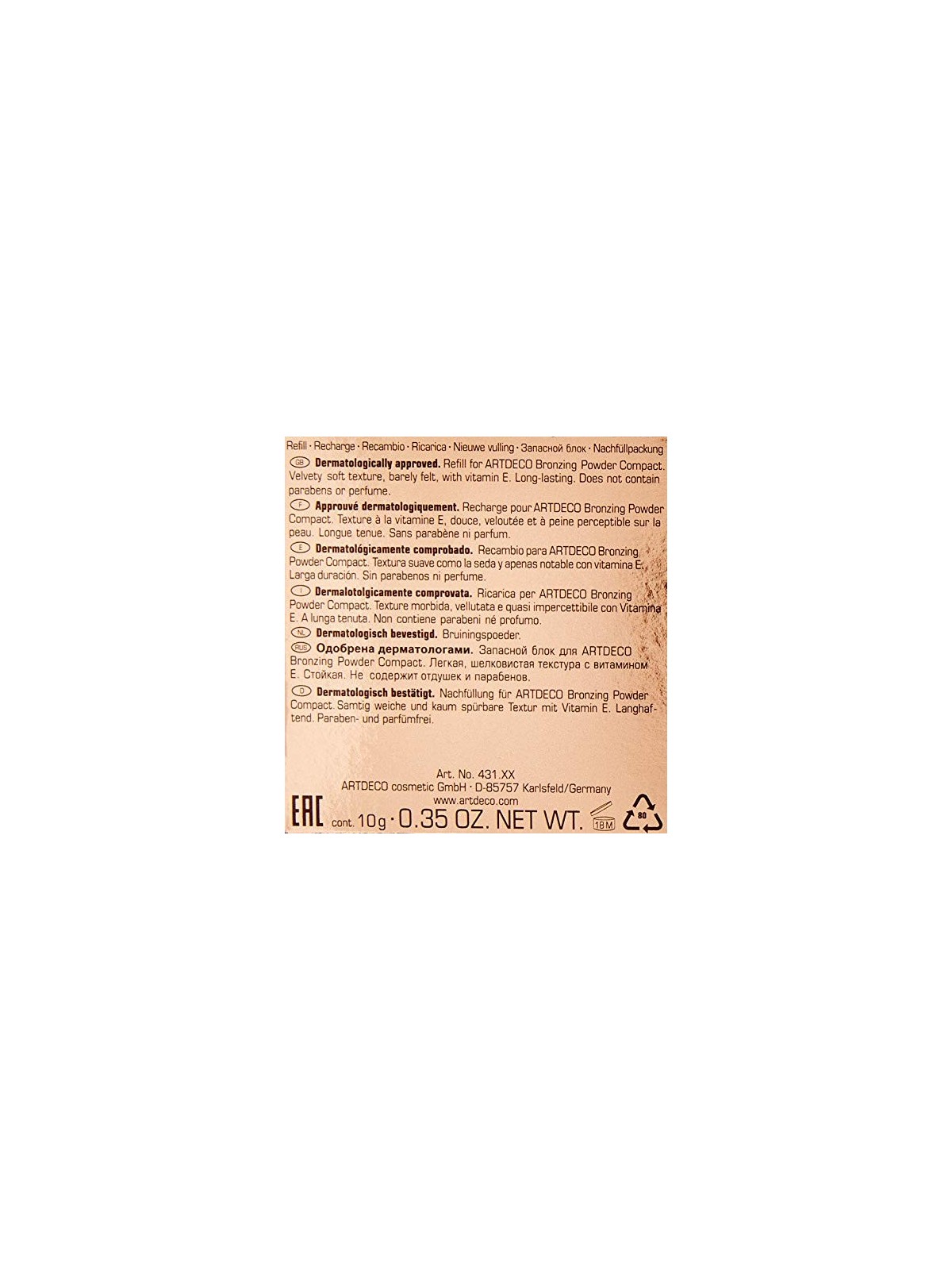 Bronzing Powder Compact Long-Lasting - Refill 10g Numero 30 Terracotta