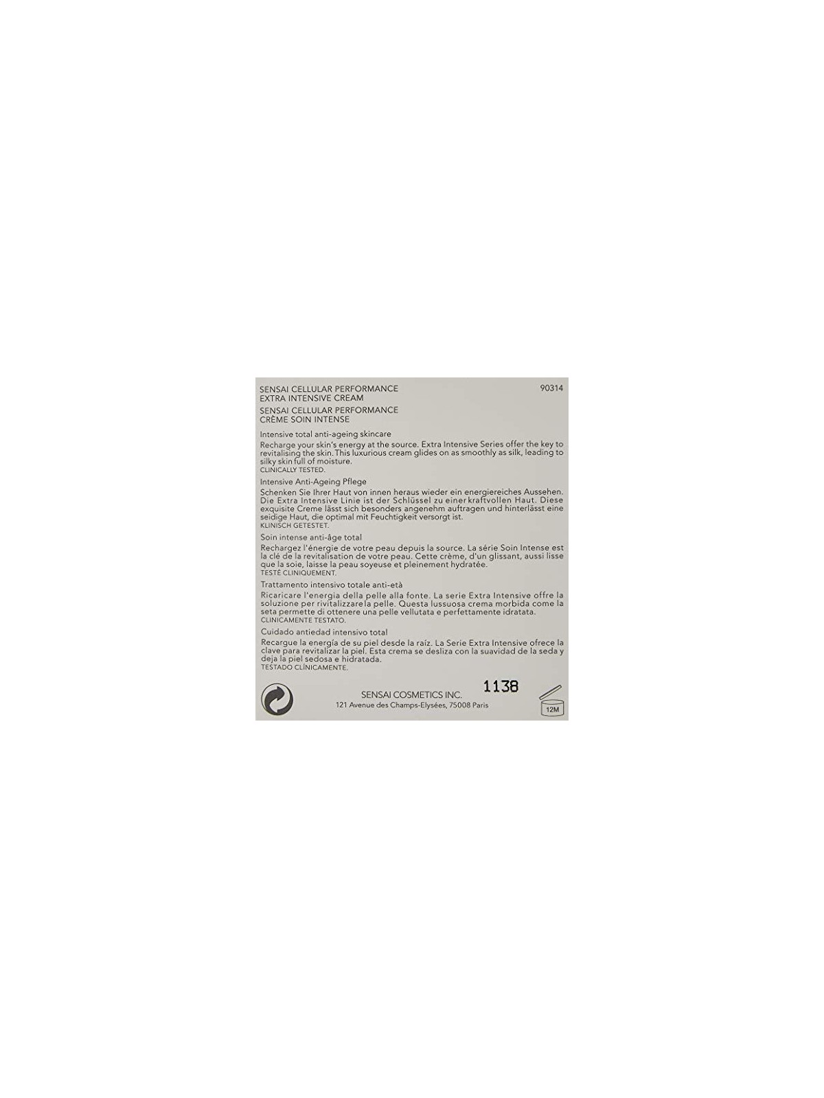 Crema Sensai Cellular Performance Extra Intensive - Crema viso rassodante e illuminante donna 40ml