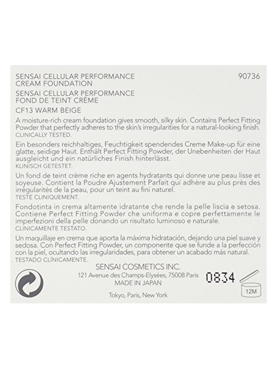 Fondotinta crema SENSAI CP SPF15 cf-13 per donna