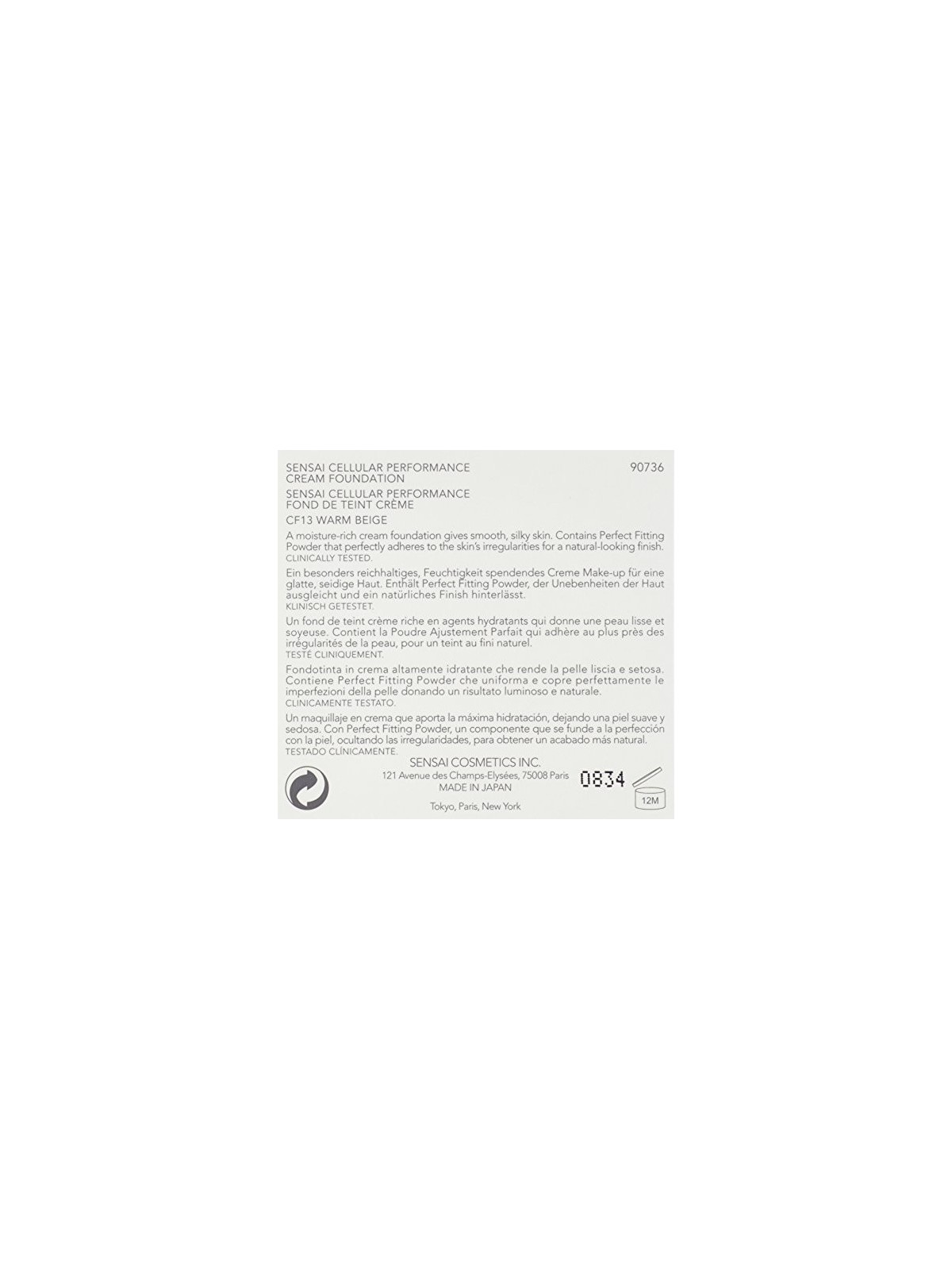 Fondotinta crema SENSAI CP SPF15 cf-13 per donna