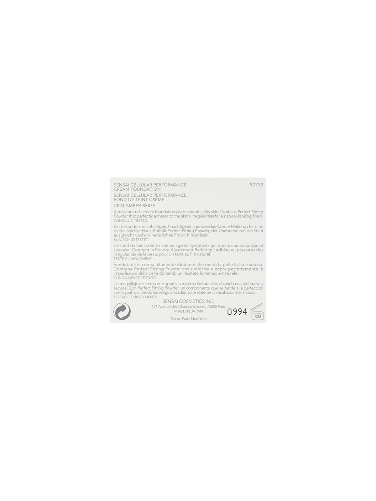 Fondotinta crema Sensai SENSAI CP SPF15 CF24, beige ambrato