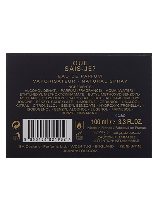 Eau de Parfum donna Jean Patou Collection Hï¿½ï¿½ritage Que Sais-Je? 100ml