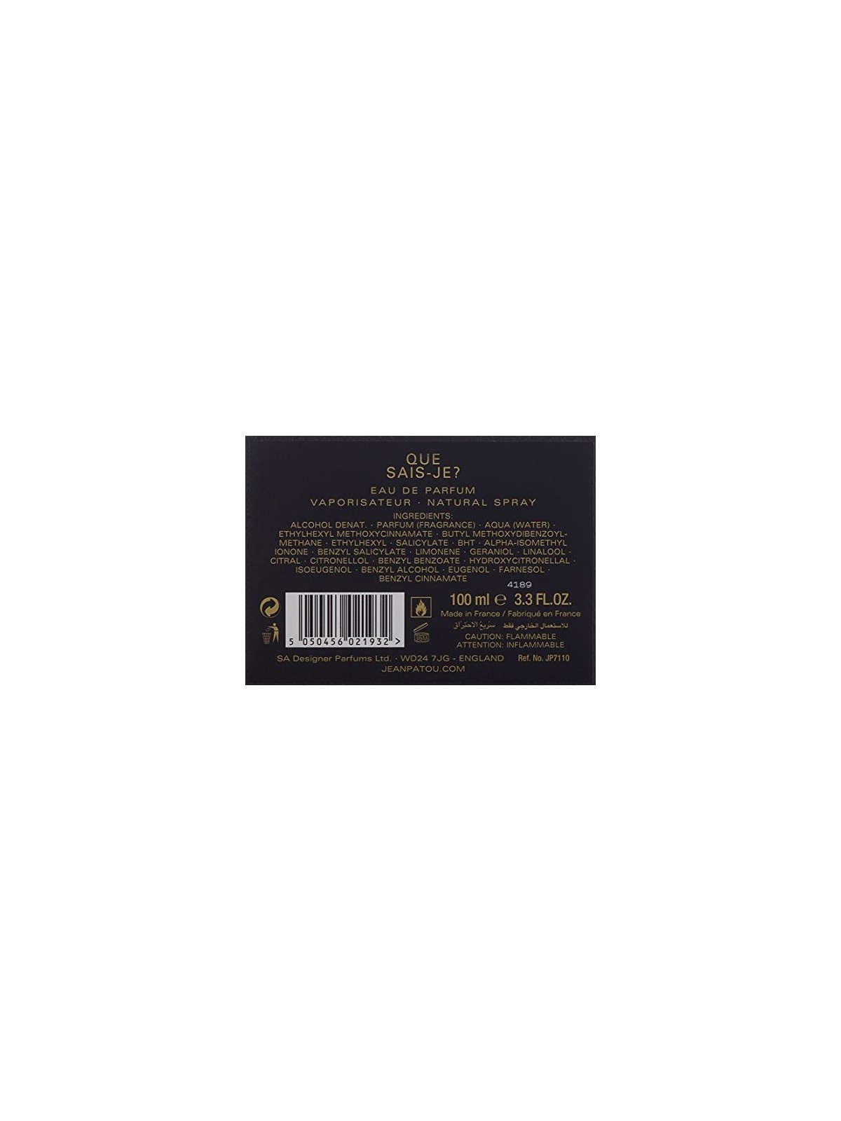 Eau de Parfum donna Jean Patou Collection Hï¿½ï¿½ritage Que Sais-Je? 100ml