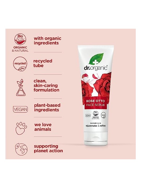 Esfoliante viso Dr Organic ROSA DI DAMASCO 125ml