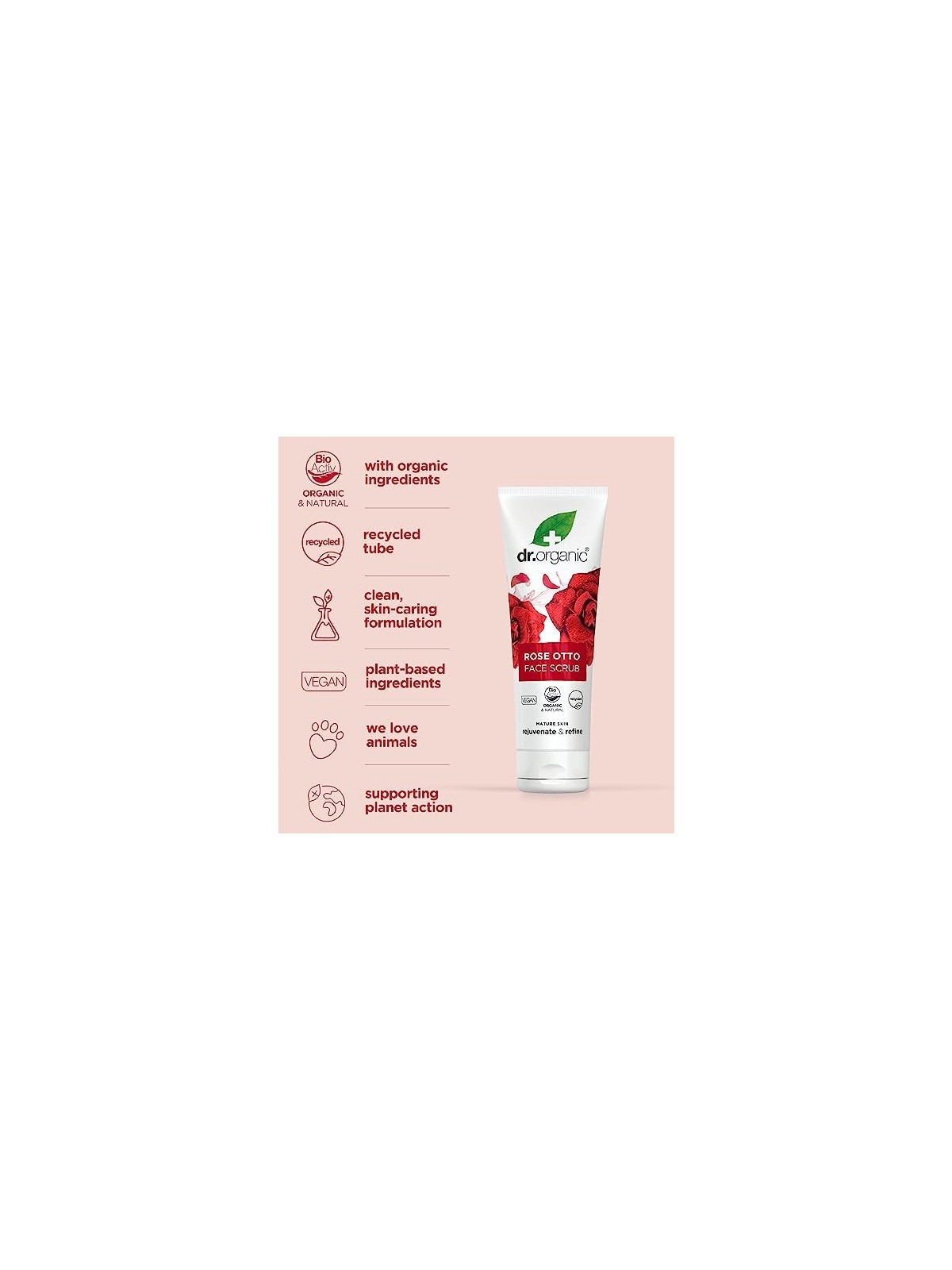 Esfoliante viso Dr Organic ROSA DI DAMASCO 125ml