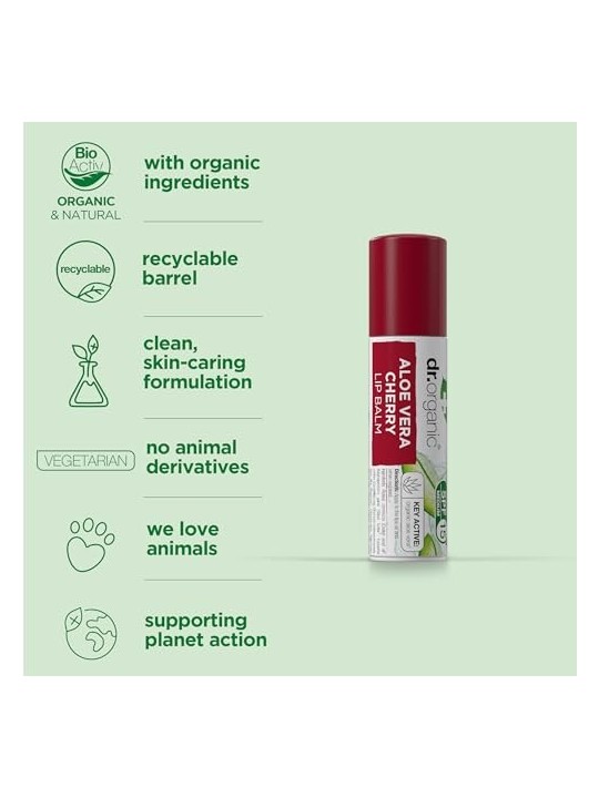Dr Organic ALOE VERA E CILIEGIA balsamo per labbra 57 gr