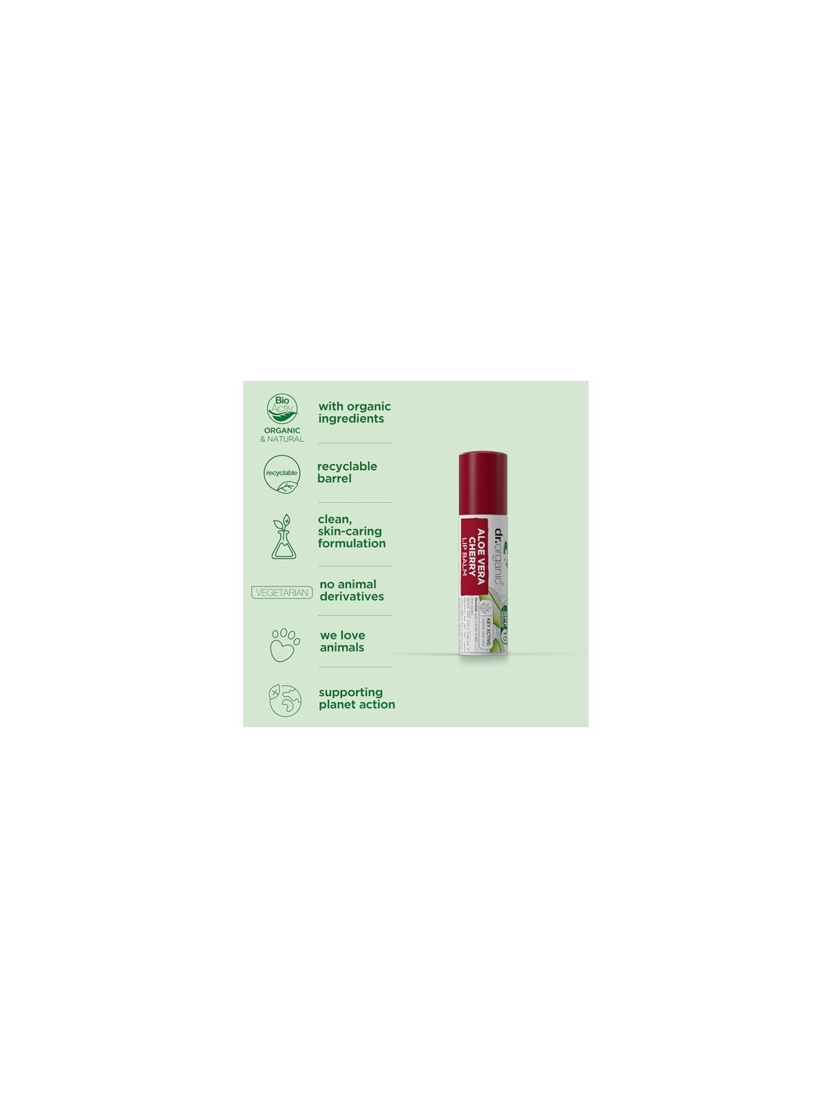 Dr Organic ALOE VERA E CILIEGIA balsamo per labbra 57 gr