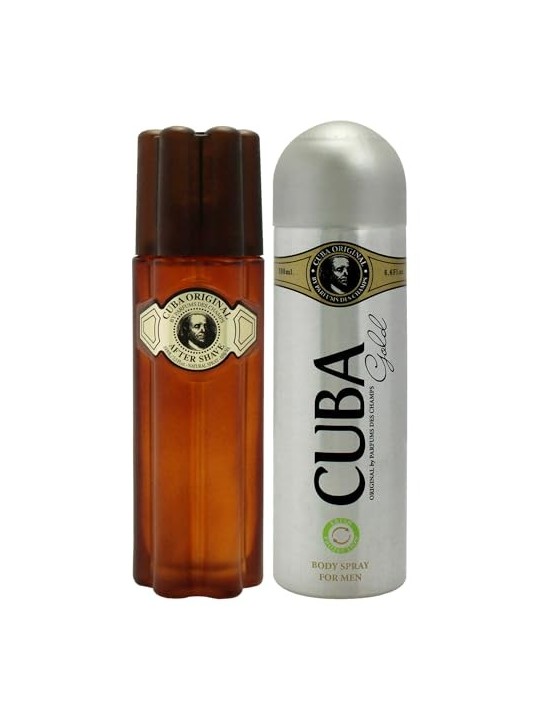 Cuba Cofanetto regalo Cuba Gold Dopobarba 100 ml e deospray Cuba Gold 200 ml uomo 100ml