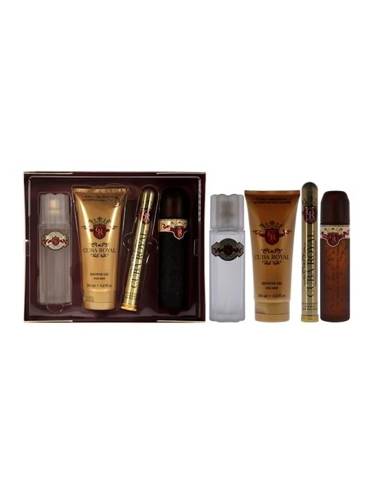 Cuba Royal Gift Set eau de toilette 100 ml dopobarba 100 ml gel doccia 200 ml e miniatura eau de toilette 35 ml uomo 100ml