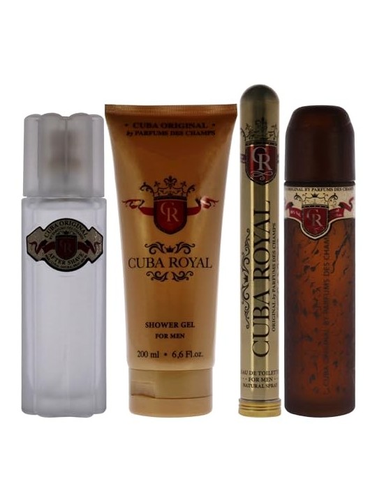 Cuba Royal Gift Set eau de toilette 100 ml dopobarba 100 ml gel doccia 200 ml e miniatura eau de toilette 35 ml uomo 100ml