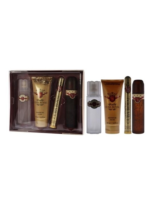 Cuba Royal Gift Set eau de toilette 100 ml dopobarba 100 ml gel doccia 200 ml e miniatura eau de toilette 35 ml uomo 100ml