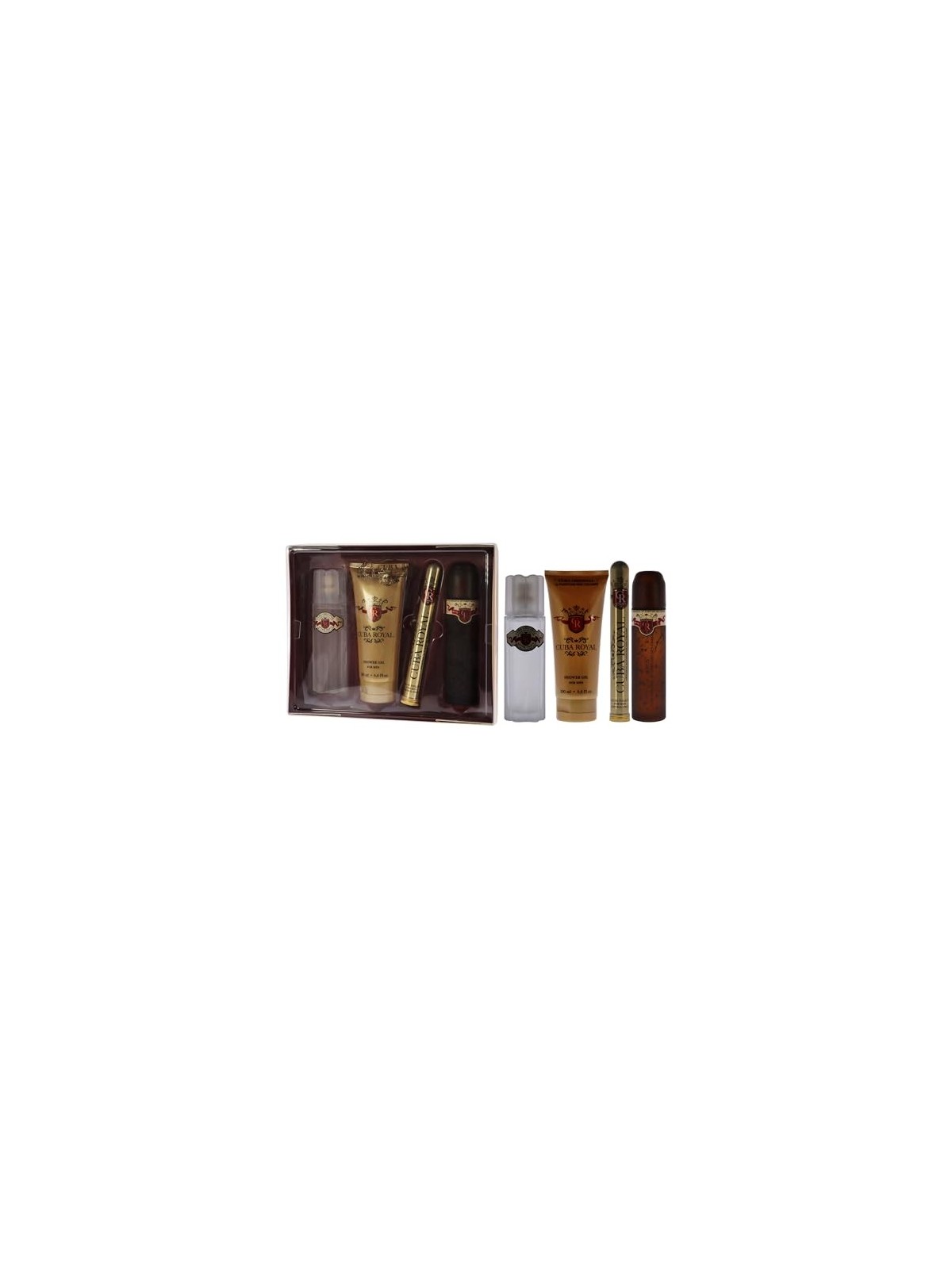 Cuba Royal Gift Set eau de toilette 100 ml dopobarba 100 ml gel doccia 200 ml e miniatura eau de toilette 35 ml uomo 100ml