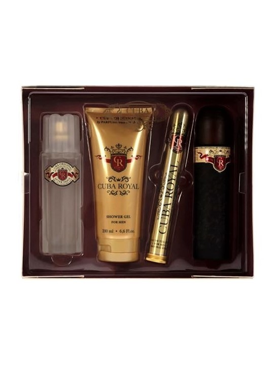 Cuba Royal Gift Set eau de toilette 100 ml dopobarba 100 ml gel doccia 200 ml e miniatura eau de toilette 35 ml uomo 100ml