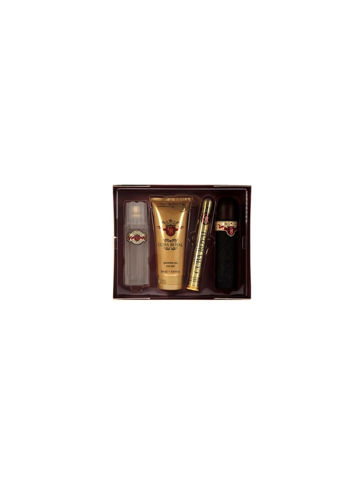 Cuba Royal Gift Set eau de toilette 100 ml dopobarba 100 ml gel doccia 200 ml e miniatura eau de toilette 35 ml uomo 100ml