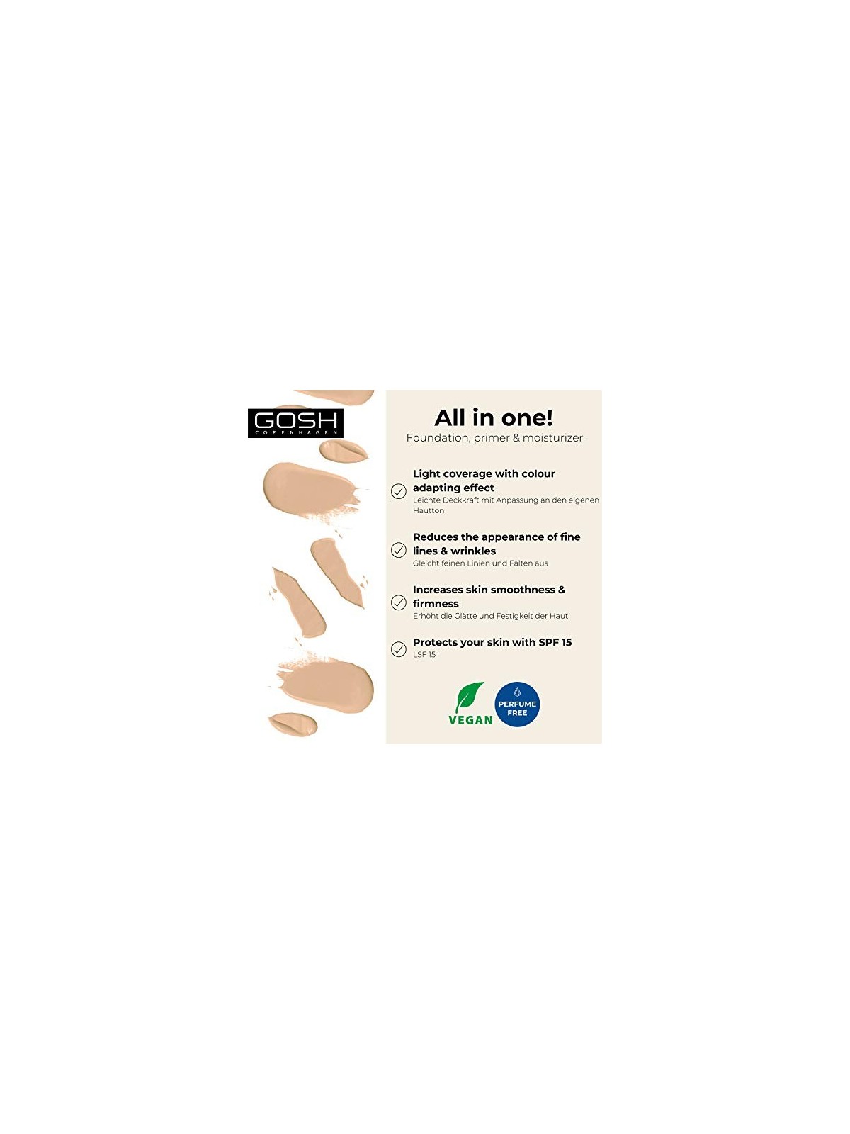 Gosh BB CREAM fondotinta primer idratante 02beige donna