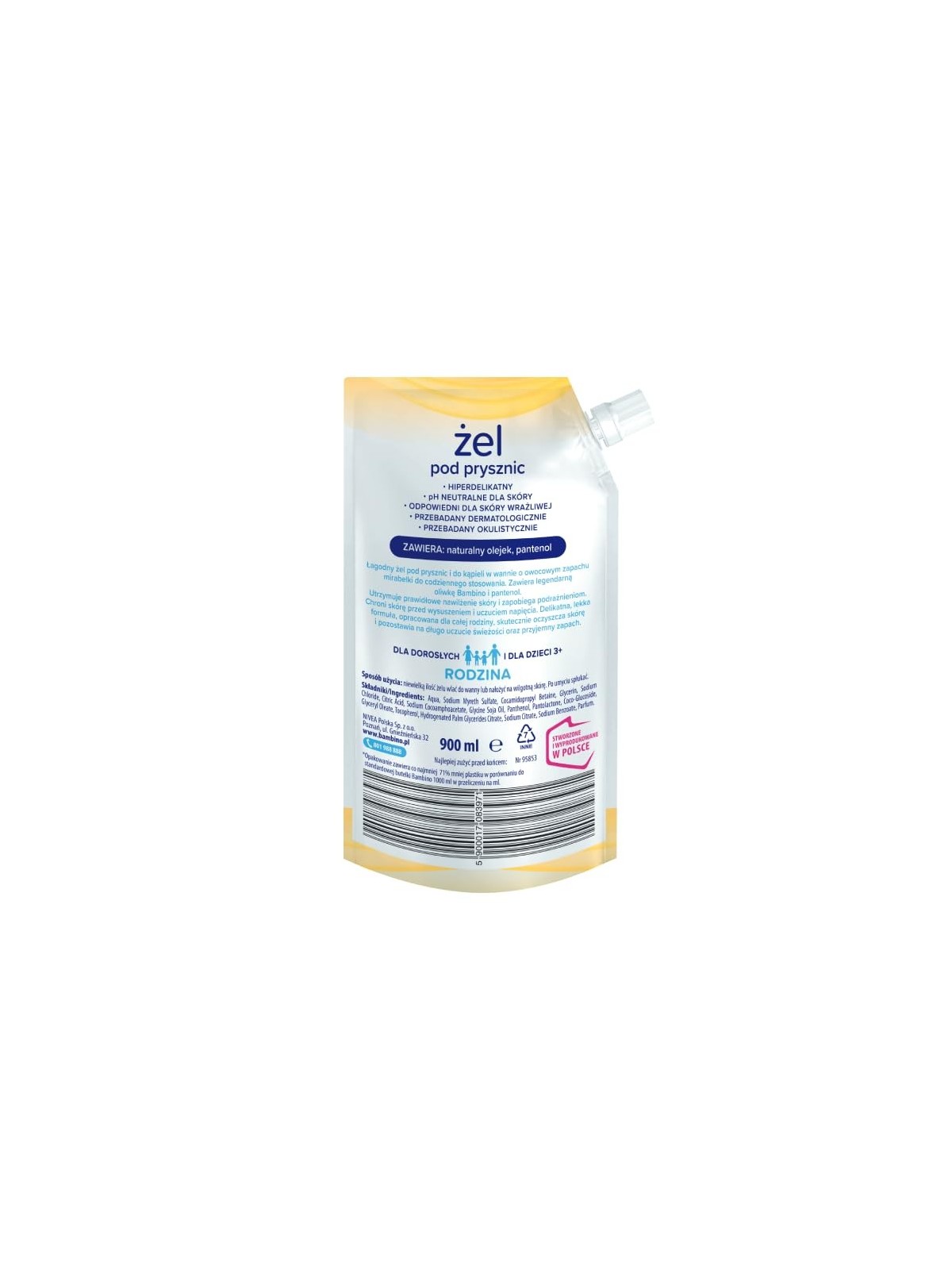 Gel doccia iperdelicato al profumo di mirabelle REFILL BAMBINO Famiglia 900ml