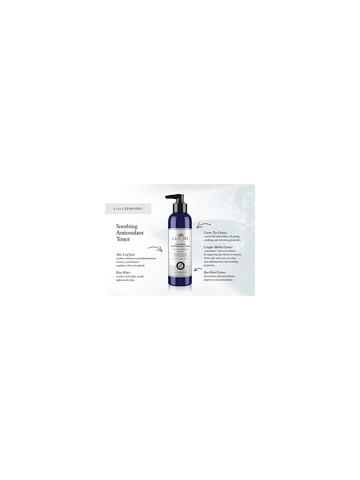 CLOCHEE Tonico lenitivo antiossidante Estratto di foglie di t verde e ginkgo 250ml