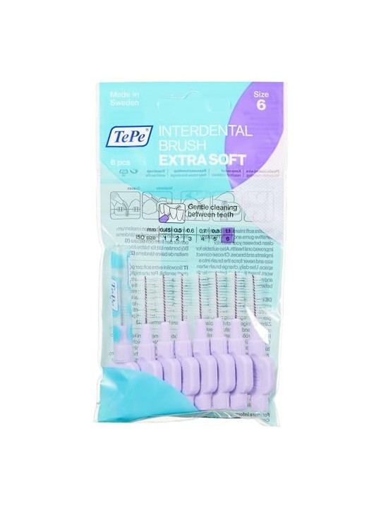 TePe Extra Soft Interdental Brushes 6 Purple 1,1 mm 8 pcs