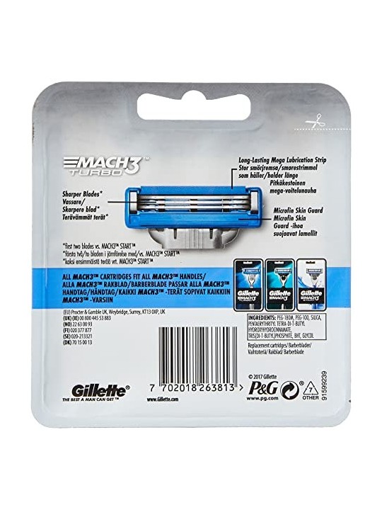 Gillette Mach 3 Turbo Spare Head 4 units