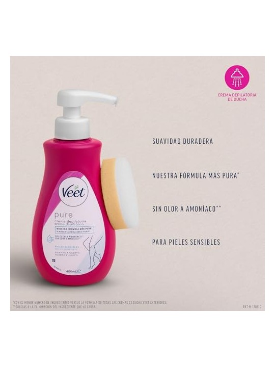 Veet PURE SHOWER Sensitive Skin Depilatory Cream 400ml Women