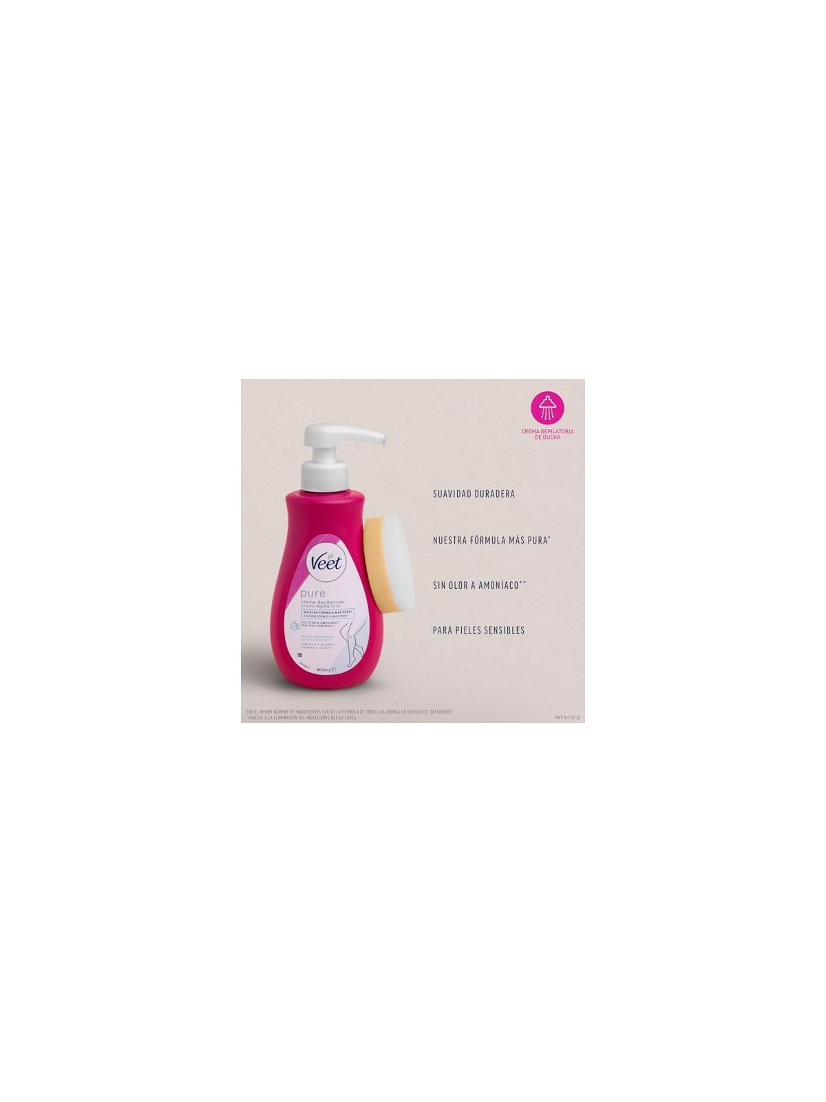 Veet PURE SHOWER Sensitive Skin Depilatory Cream 400ml Women