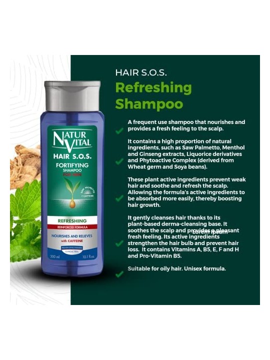 Shampoo Anticaduta Rinfrescante Natur Vital 300ml Unisex