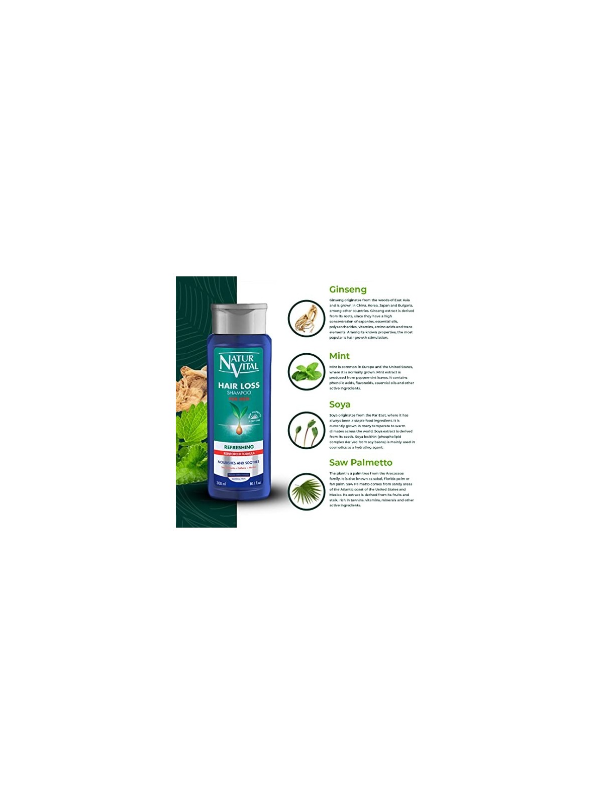 Shampoo Anticaduta Rinfrescante Natur Vital 300ml Unisex
