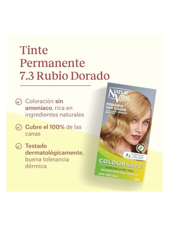 Permanent Hair Color Natur Vital COLOURSAFE 7.3 Golden Blonde