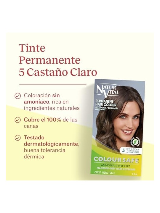 Natur Vital COLOURSAFE tinta permanente 5castano chiaro unisex