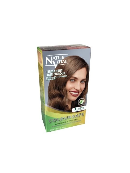 Natur Vital COLOURSAFE Tintura Permanente per Capelli 7Biondo Unisex