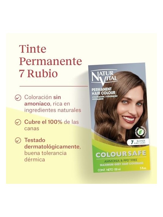 Natur Vital COLOURSAFE Tintura Permanente per Capelli 7Biondo Unisex