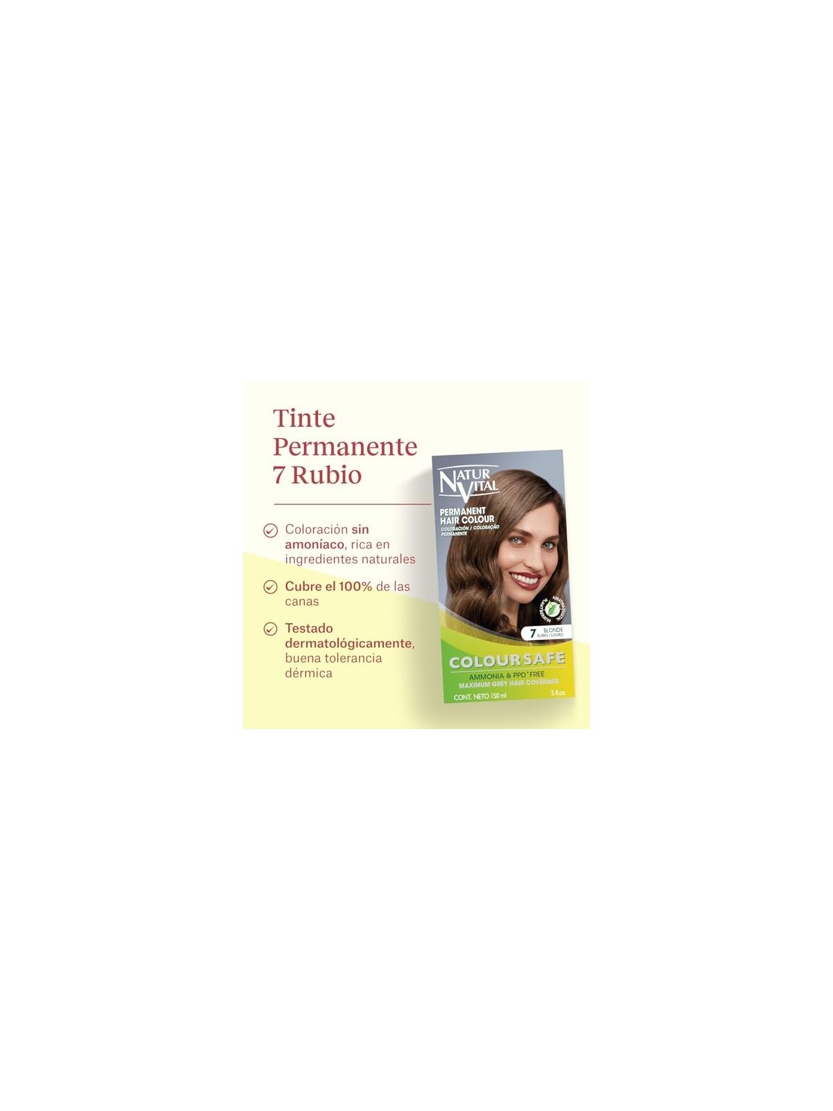Natur Vital COLOURSAFE Tintura Permanente per Capelli 7Biondo Unisex