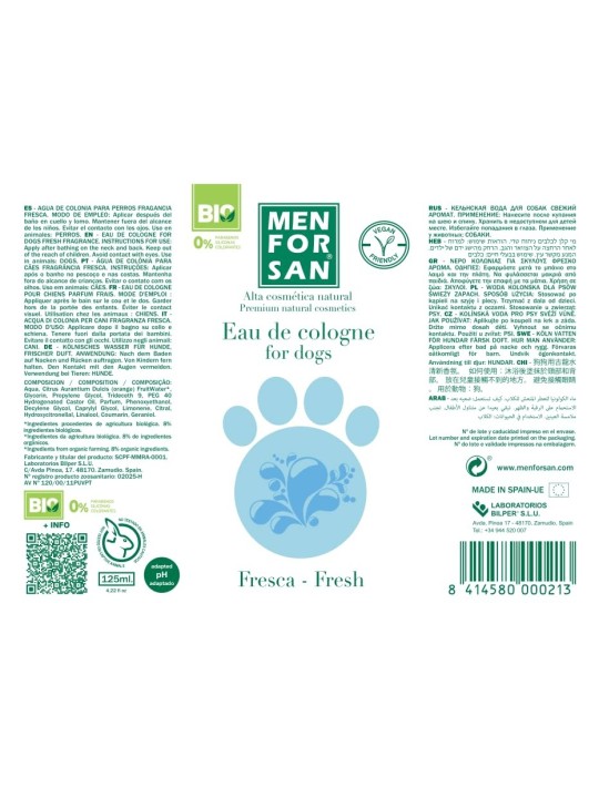 Men For San EAU DE COLOGNE FOR DOGS fresh 125ml unisex
