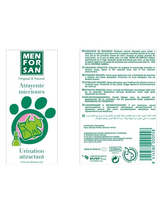 Men For San ATTRATTIVO URINE per animali domestici spray 125ml unisex