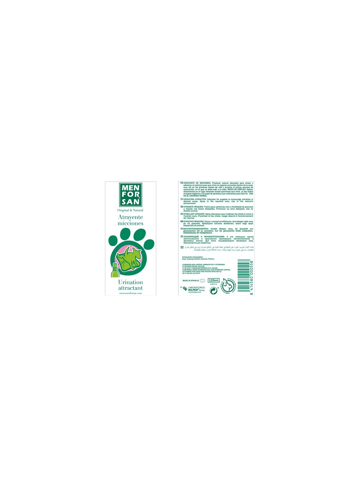 Men For San ATTRATTIVO URINE per animali domestici spray 125ml unisex
