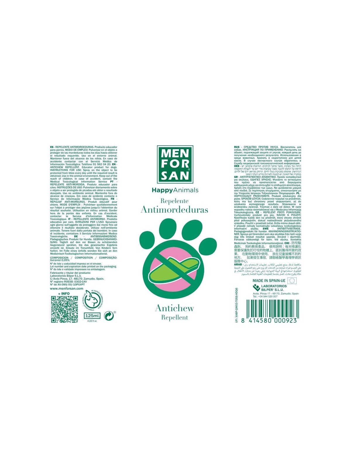 Men For San ANTIMORDEDURAS dissuasore spray per animali domestici 125ml unisex