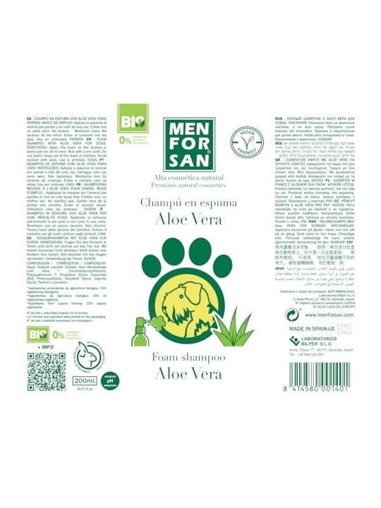 Shampoo in schiuma con aloe vera 200ml unisex