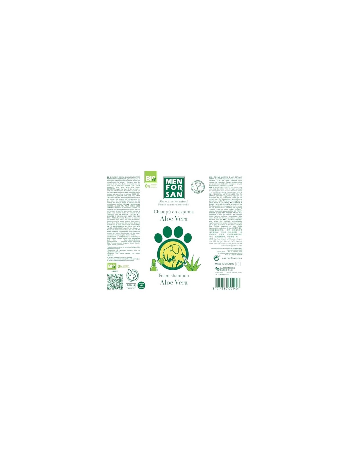 Shampoo in schiuma con aloe vera 200ml unisex