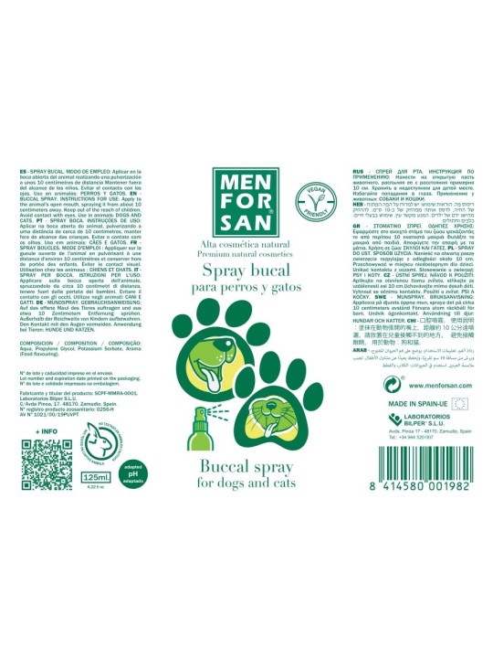 Men For San SPRAY BUCAL per cani e gatti 125ml unisex