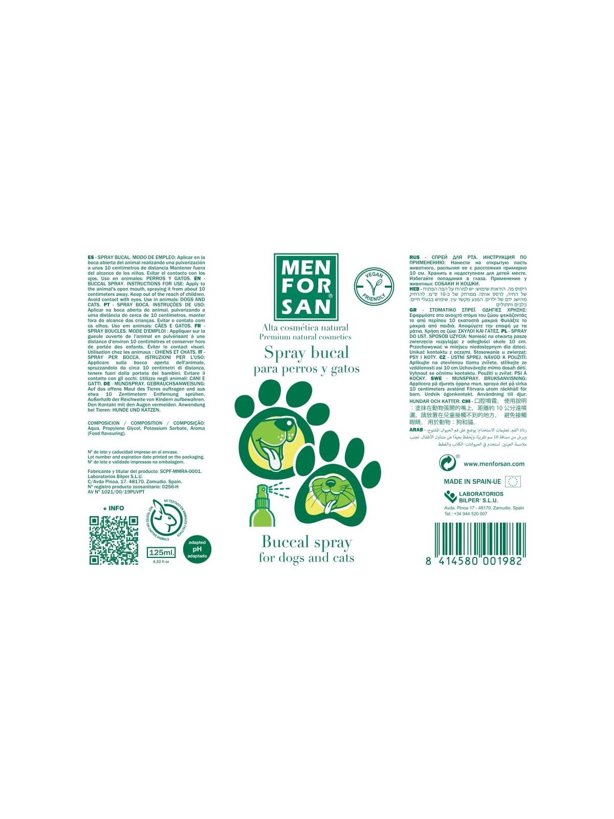 Men For San SPRAY BUCAL per cani e gatti 125ml unisex