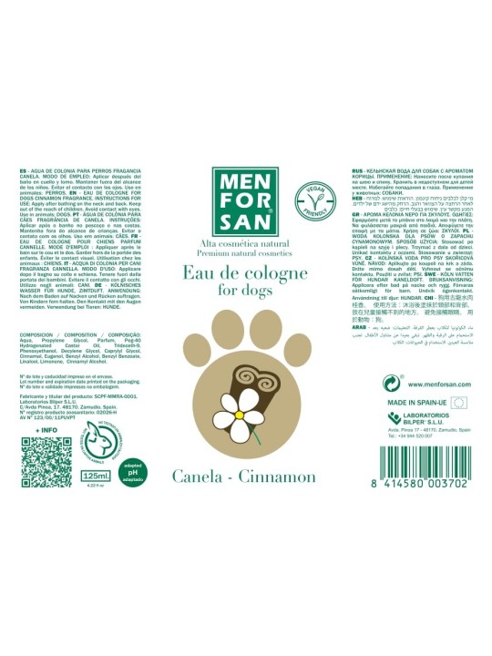 Profumo per cani Men For San ACQUA DI COLONIA PER CANI canela 125ml unisex